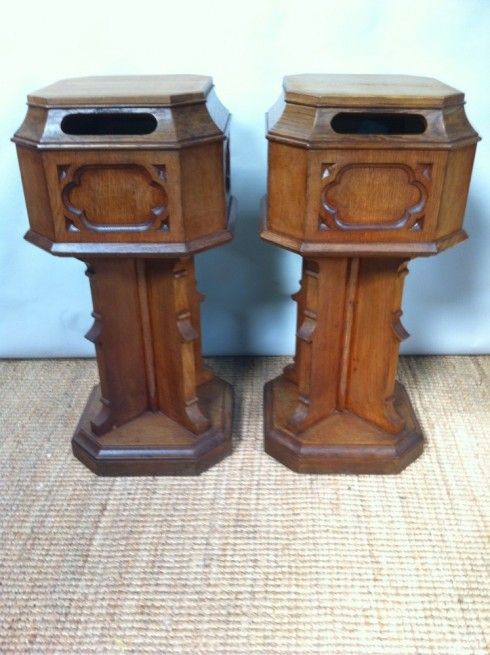 a pair of 19th century oak bedside cupboards