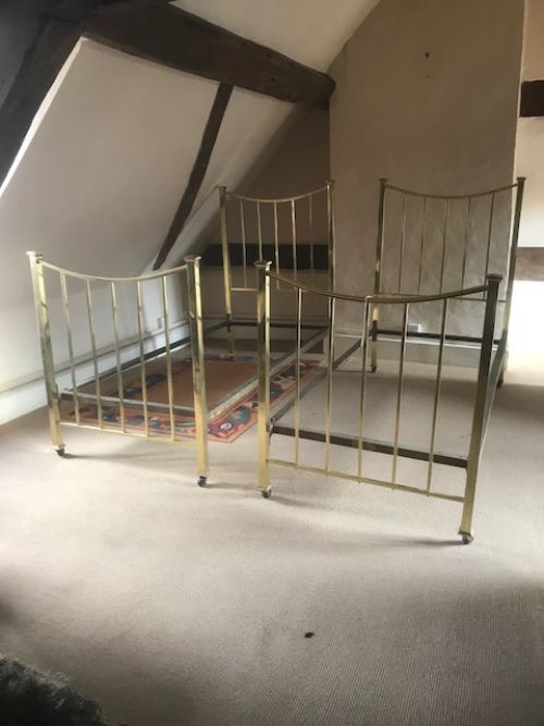pair of single brass beds by mapple co