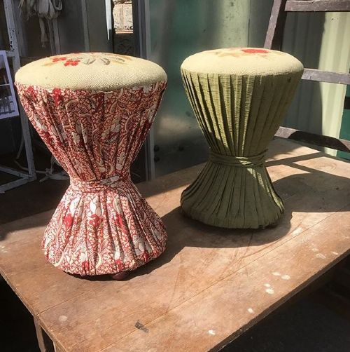 pair of 19th c country house diabolo stools