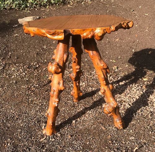 19thc satinwood top twig tripod table