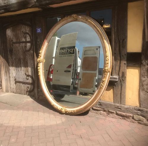 19thc very large oval mirror