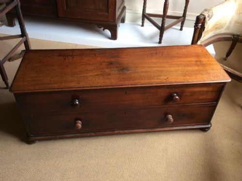 19thc mahogany low chest of drawers