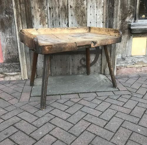 early 19thc sycamore primitive tablework bench