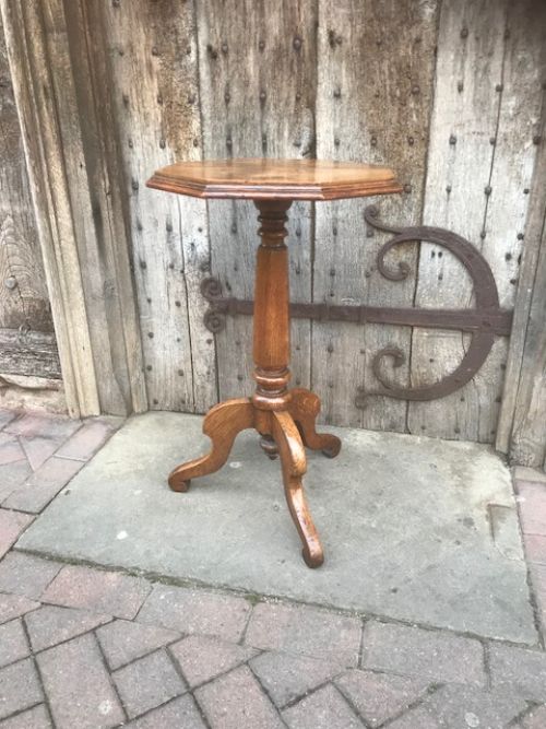 19thc oak octagonal tripod table