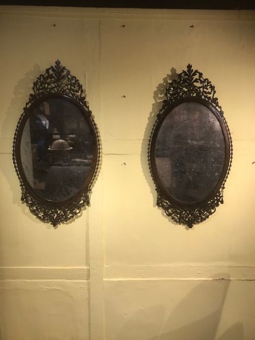pair of 18thc carved mahogany mirrors