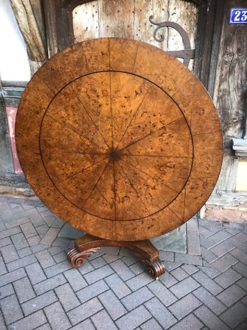 19thc burr oak circular table c1830