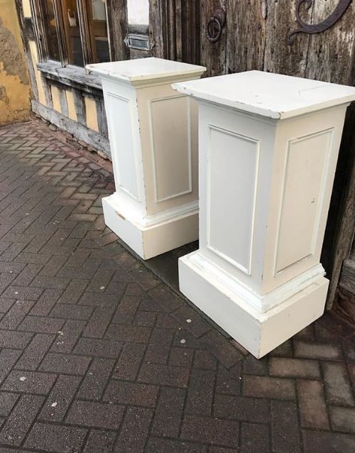 mid 19th pair of painted pine pedestals
