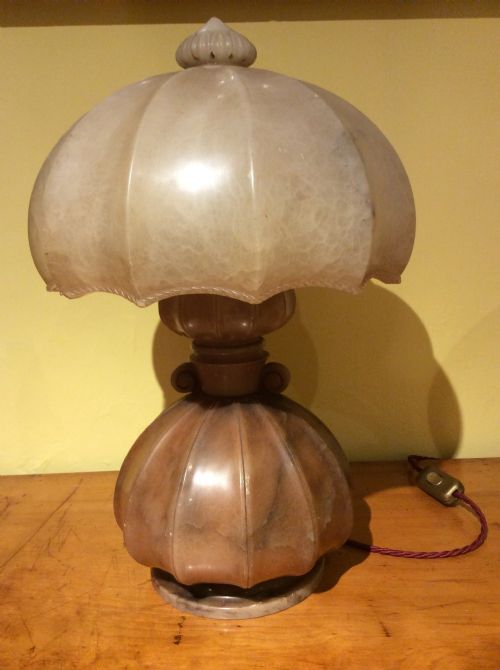 an alabaster table lamp