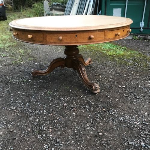 a 19thc oak drum table