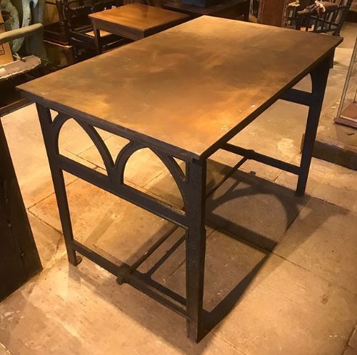 19thc cast iron sheet steel gothic revival table
