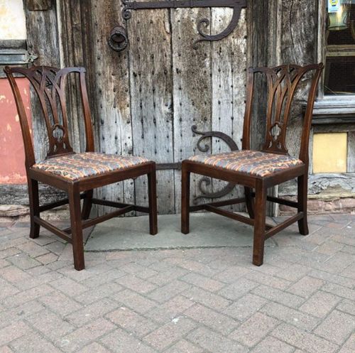 a pair of 18thc mahogany chippendale period gothic chairs
