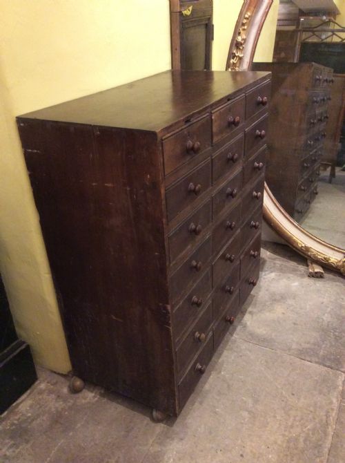 19thc pine chest of 21drawers