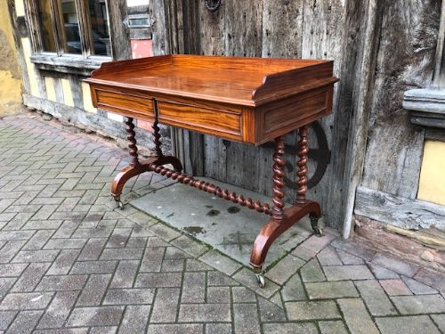 a 19thc satinwood 2 drawer table