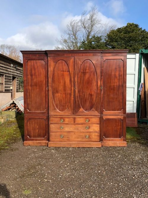 an 18thc chippendale period mahogany breakfront wardrobe