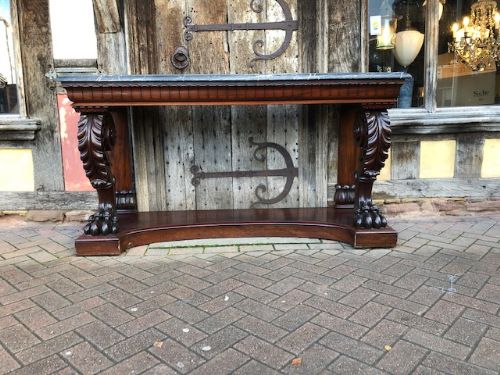 a bold 19thc marble top mahogany console table