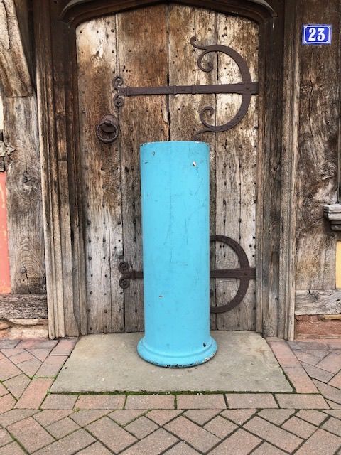 a 19thc column with later blue paint