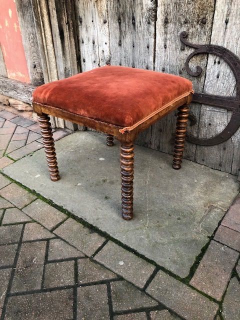 a 19thc faded walnut square stool