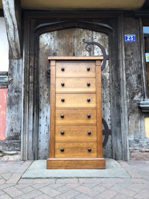 a 19th century golden oak wellington chest of unusual drawer arrangements