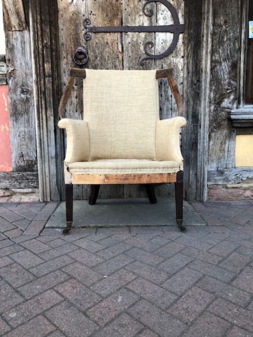 18th century barrel back wing armchair