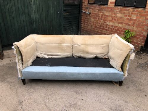 edwardian howard son castellane sofa in need of restoration and reupholstery