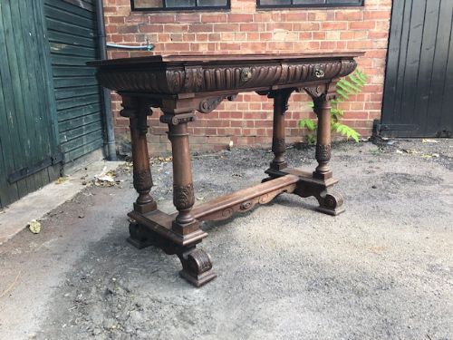 19th century gillows elizabethan revival mahogany marble top side table