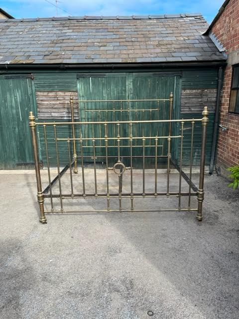 large 19th century 7ft brass bed