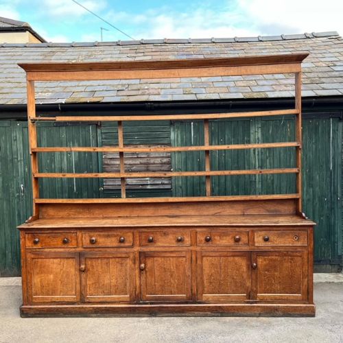 a monumental 19th century oak country house dresser and rack