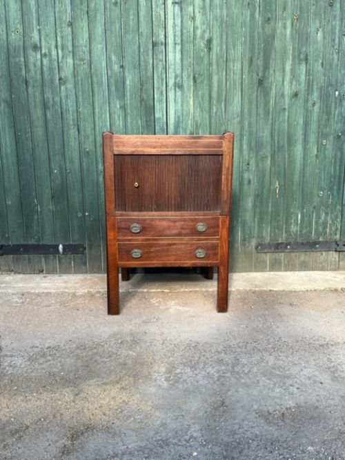 18th century mahogany tambourfronted bedside cabinet