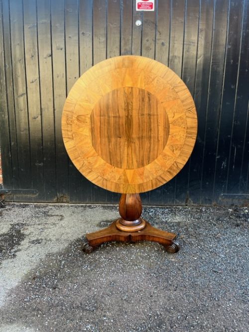 19th century rosewood burr walnut and satinwood circular table