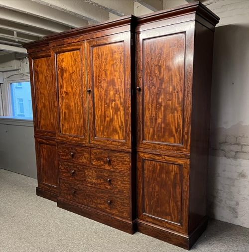 a superb quality 19th century breakfront combination wardrobe