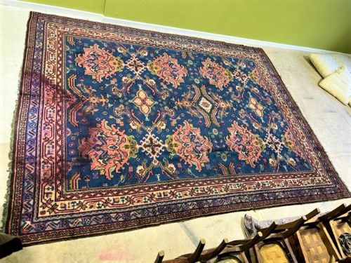 large early 20th century blue turkish rug