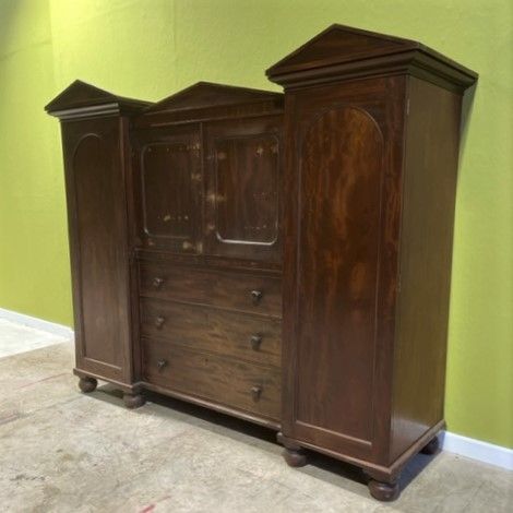19th century mahogany sentry box combination country house wardrobe