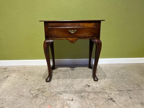 18th century single drawer cabriole leg walnut side table