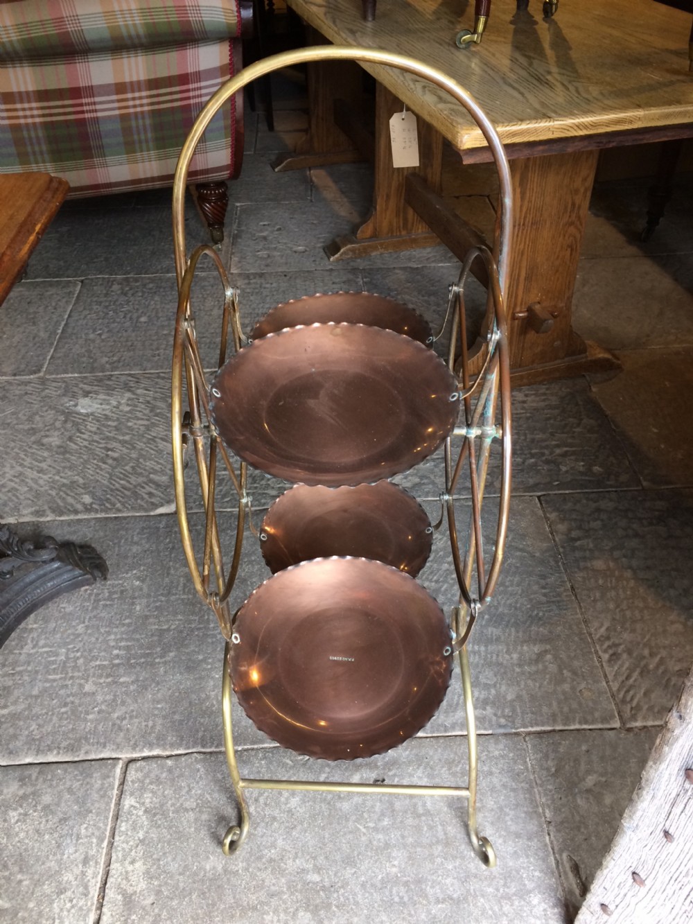 19th c brass and copper free standing lasy suzanne