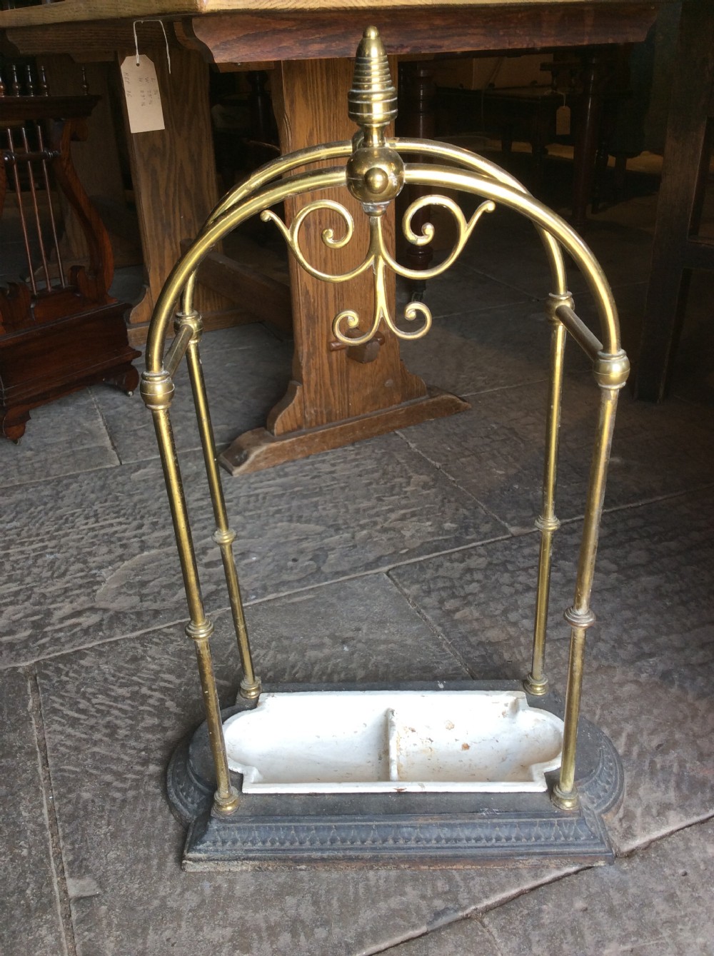 19thc brass and cast iron umbrella stand