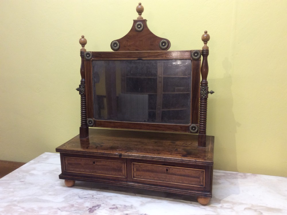 regency mahogany rosewwod and yew wood dressing table mirror