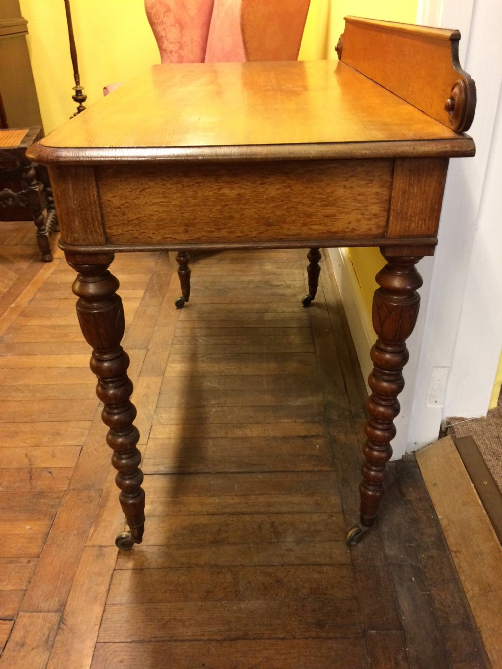 19thc oak 2 drawer side table stamped t seddon london