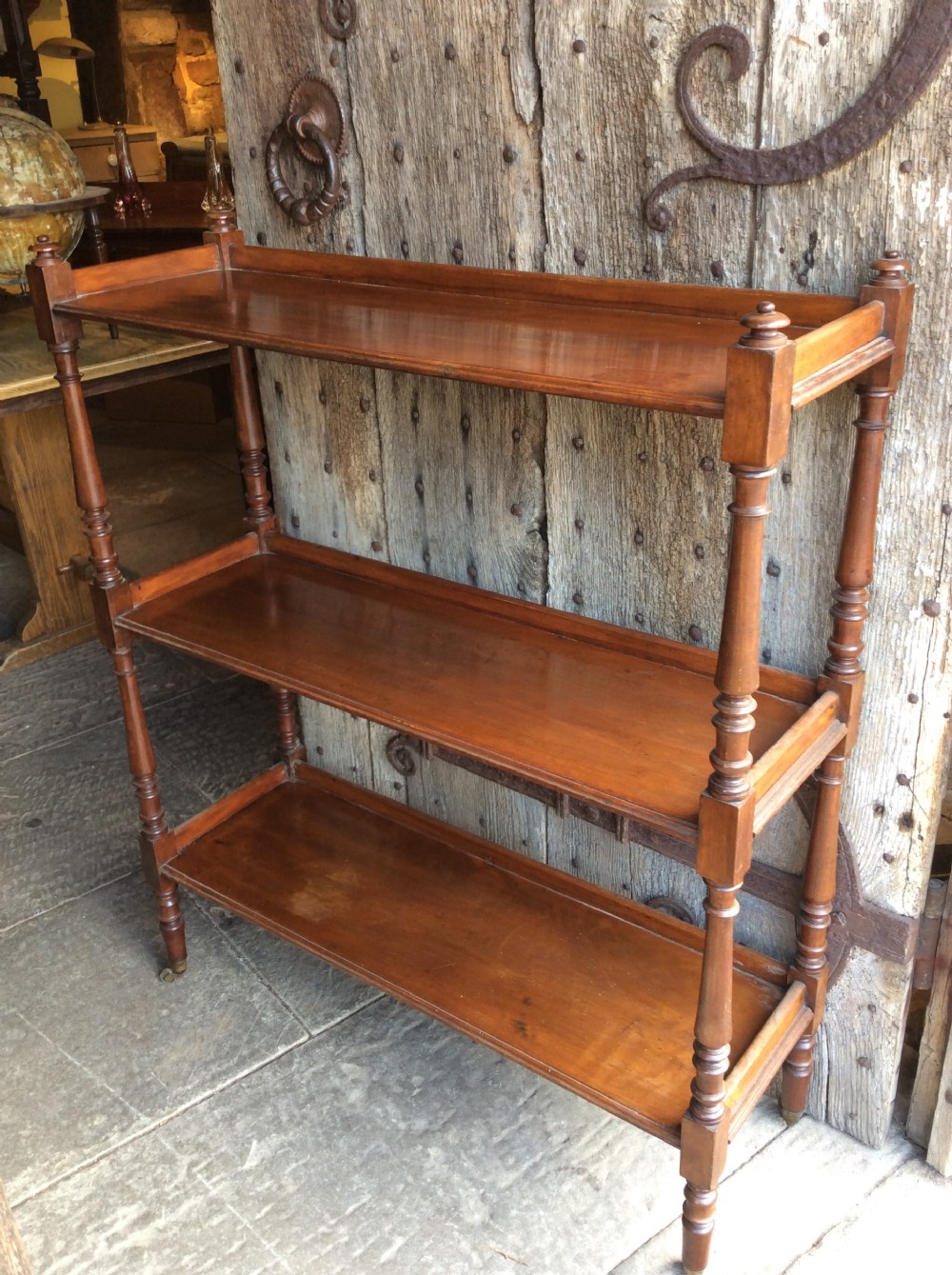 19thc three tier mahogany set of shelves