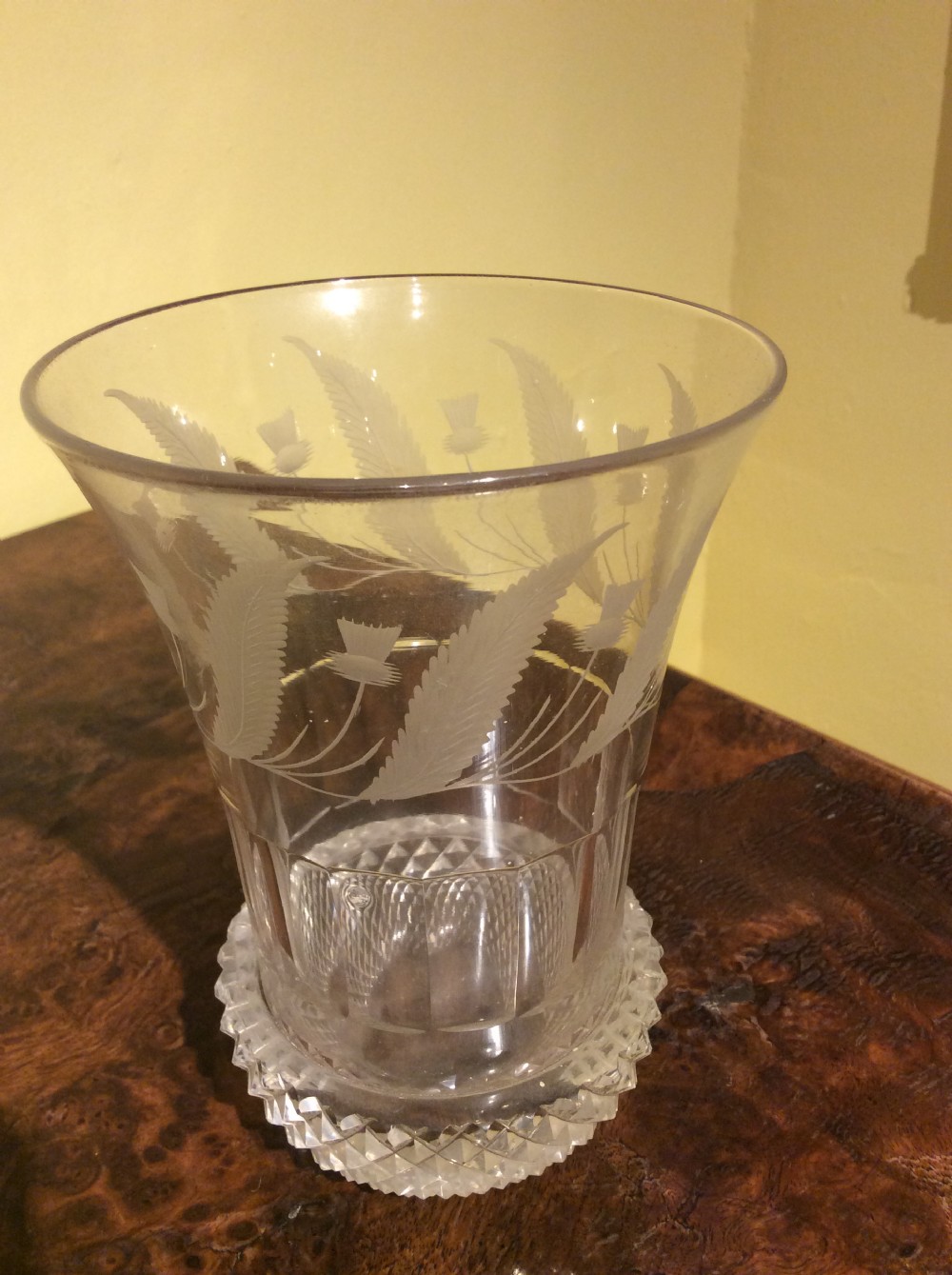 19thc scottish glassvase in shape of a thistle