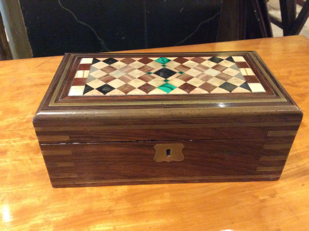 19thc rosewood specimen marble top box