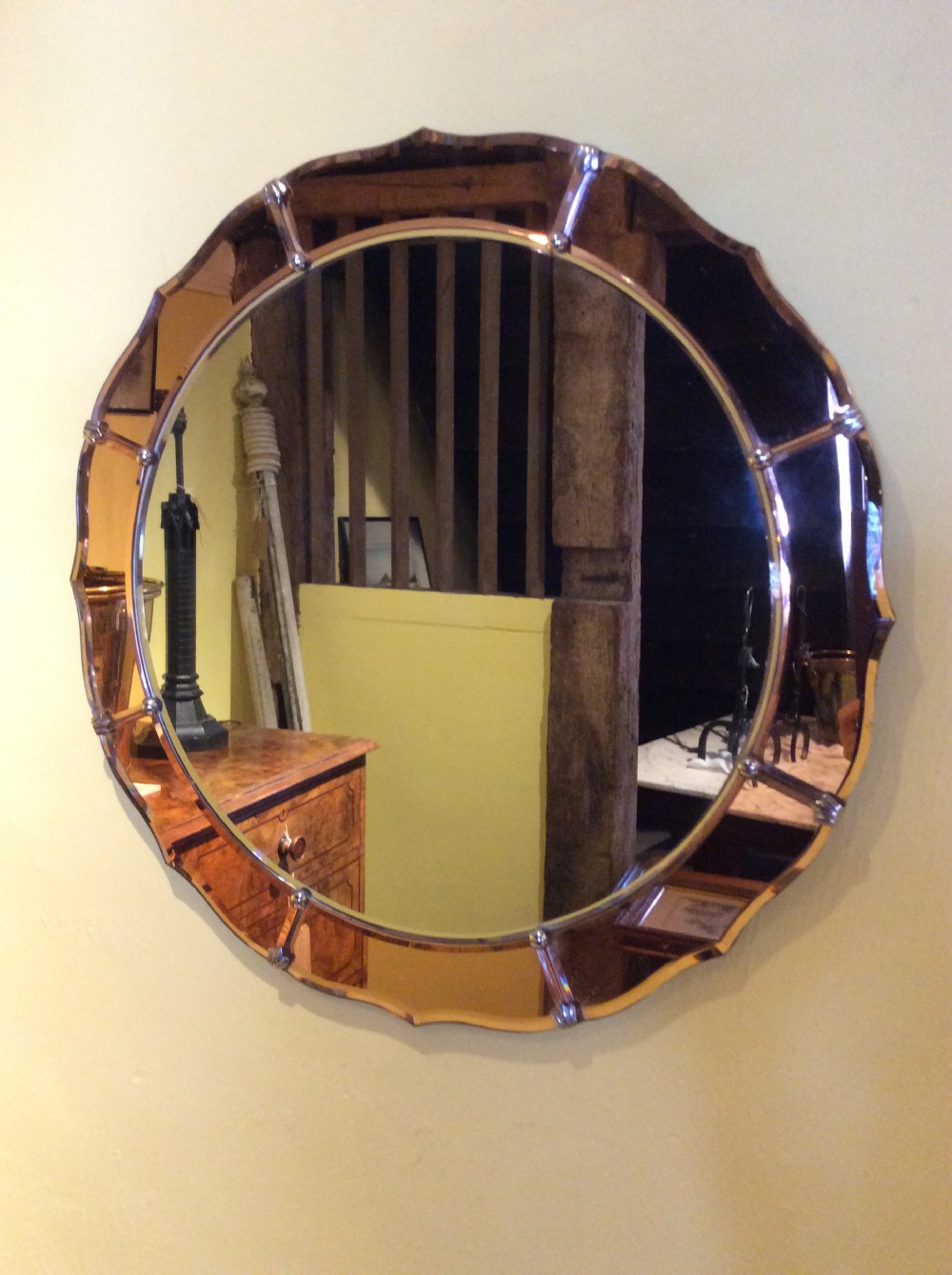 art deco round mirror