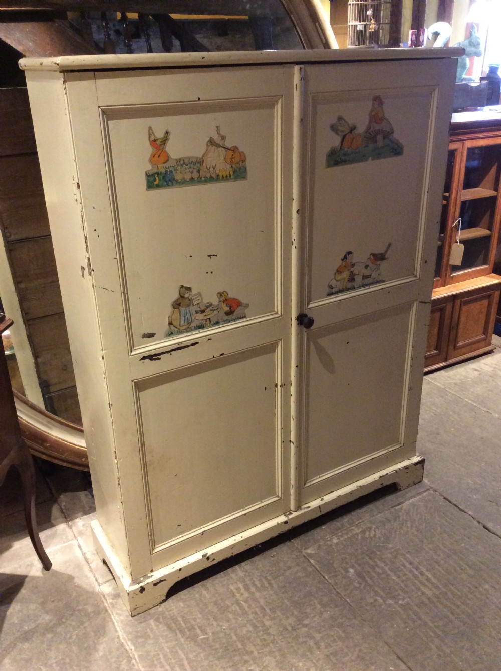 19thc painted pine storage cupboard