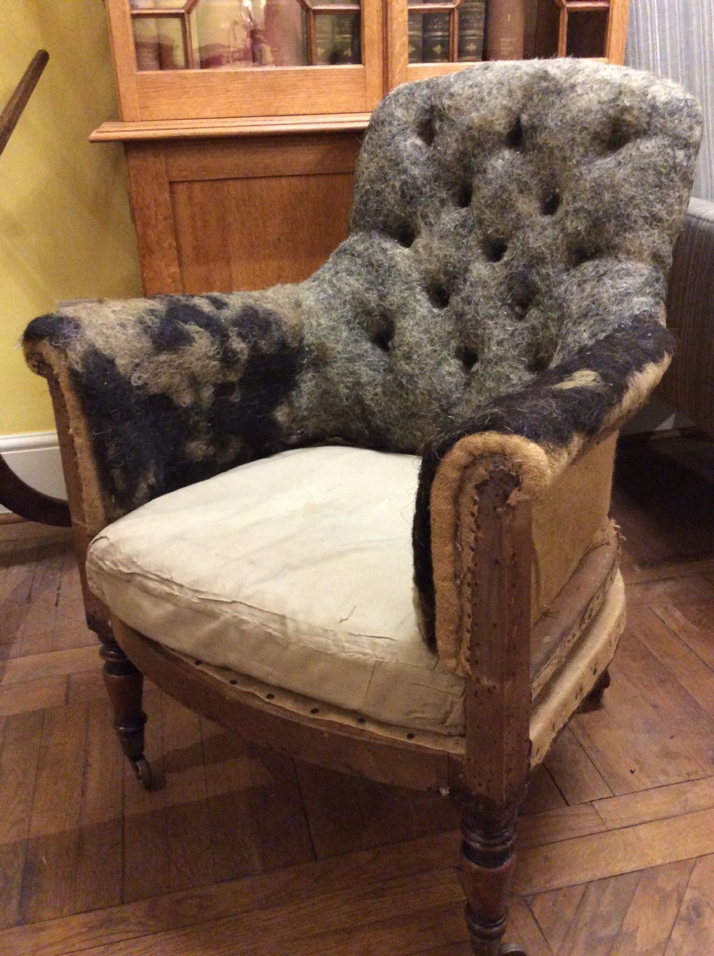 19thc regency simulated rosewood armchair for upholstery