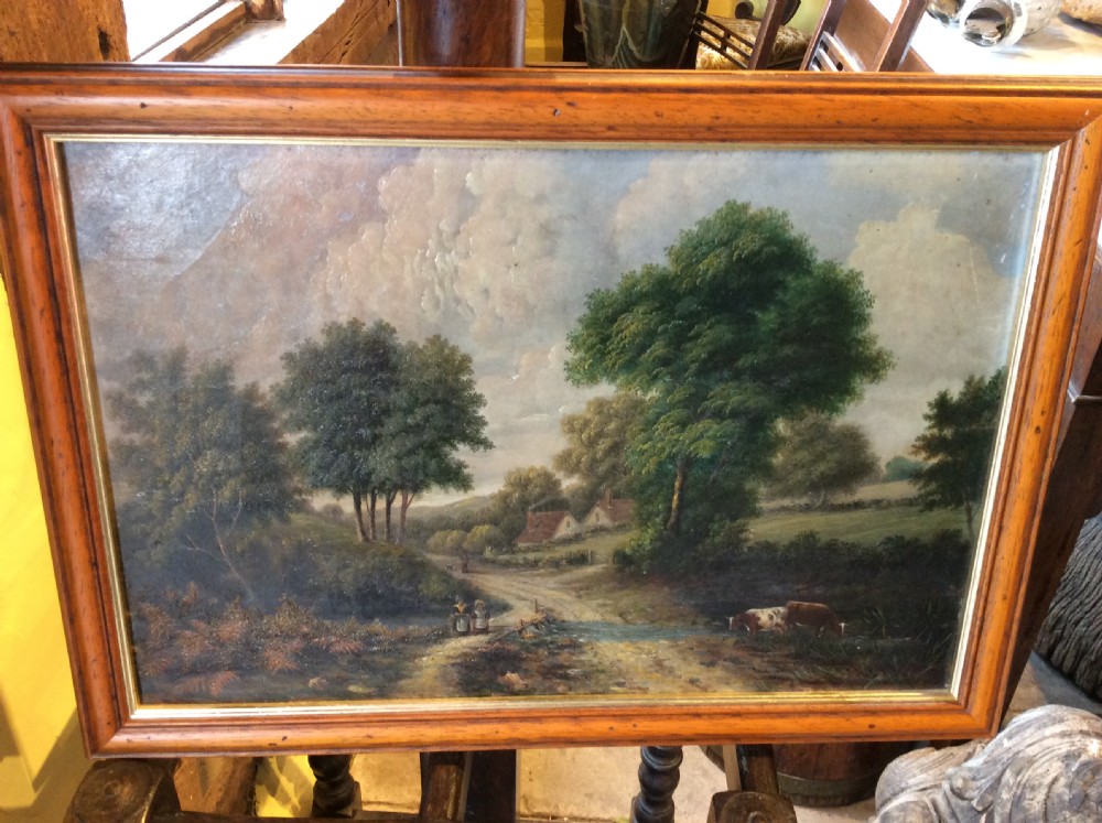 19thc oil painting of country landscape