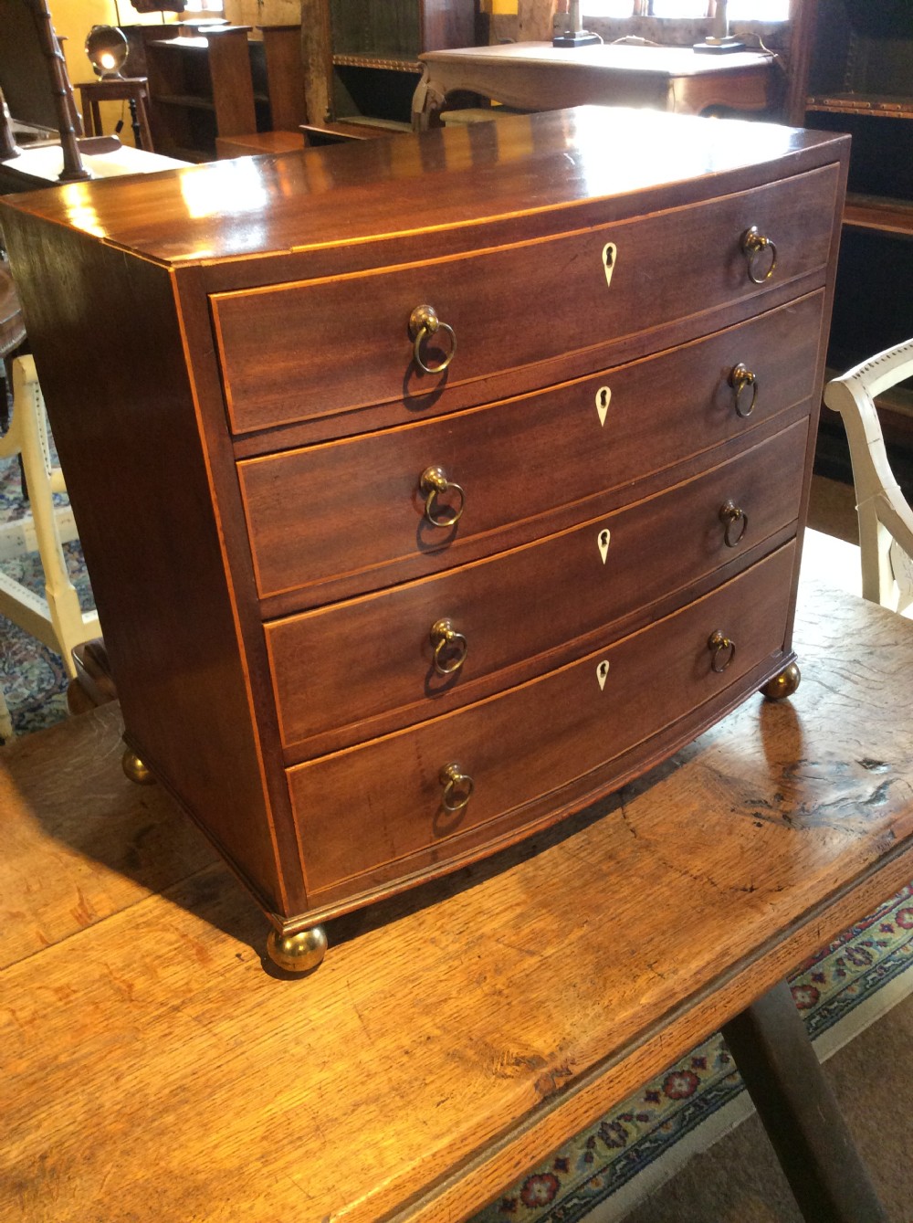 regency mahogany bow front miniature chest of drawers
