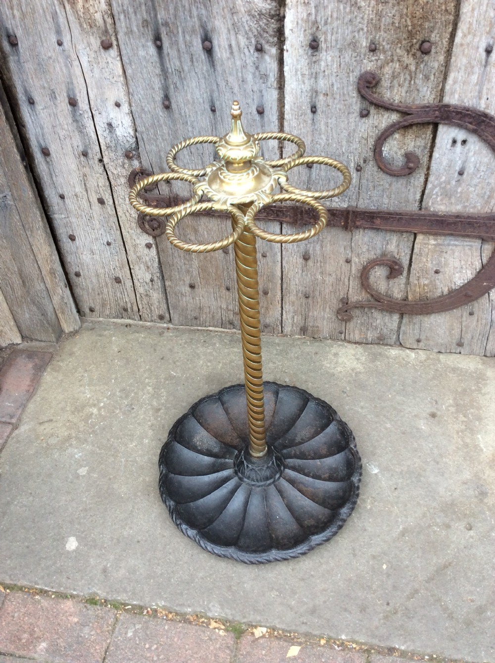 19thc brass and cast iron umbrella stand