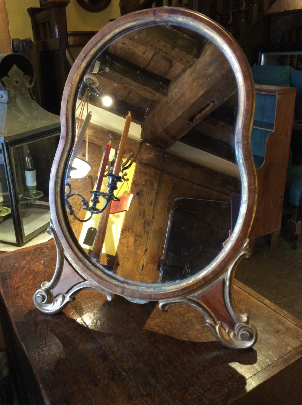 mid 19thc kingwood parcel gilt dressing table mirror