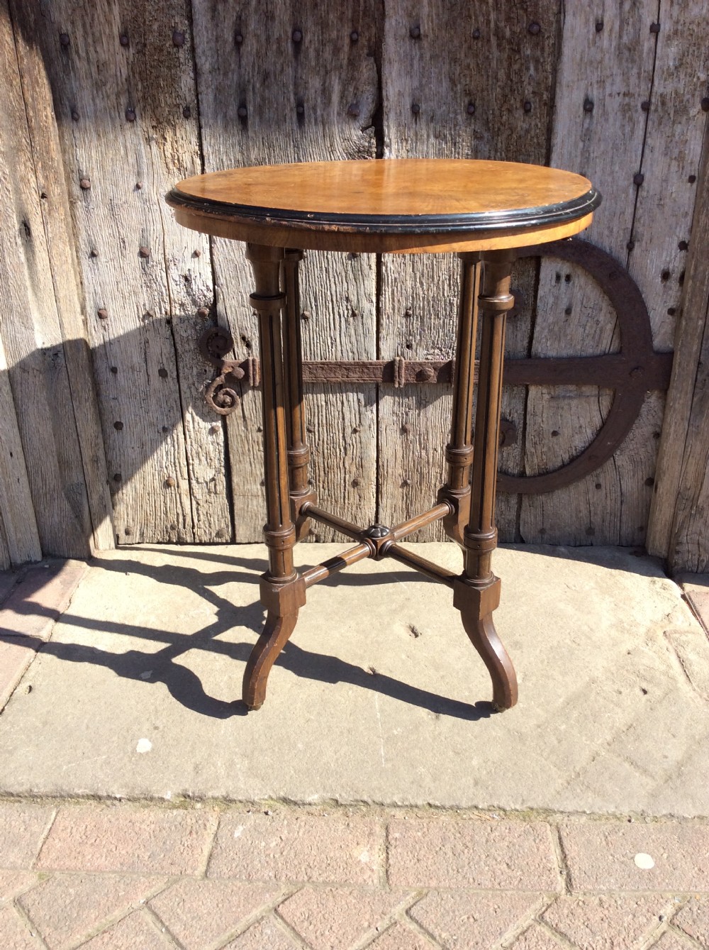 19thc oak and ebonised lamp table