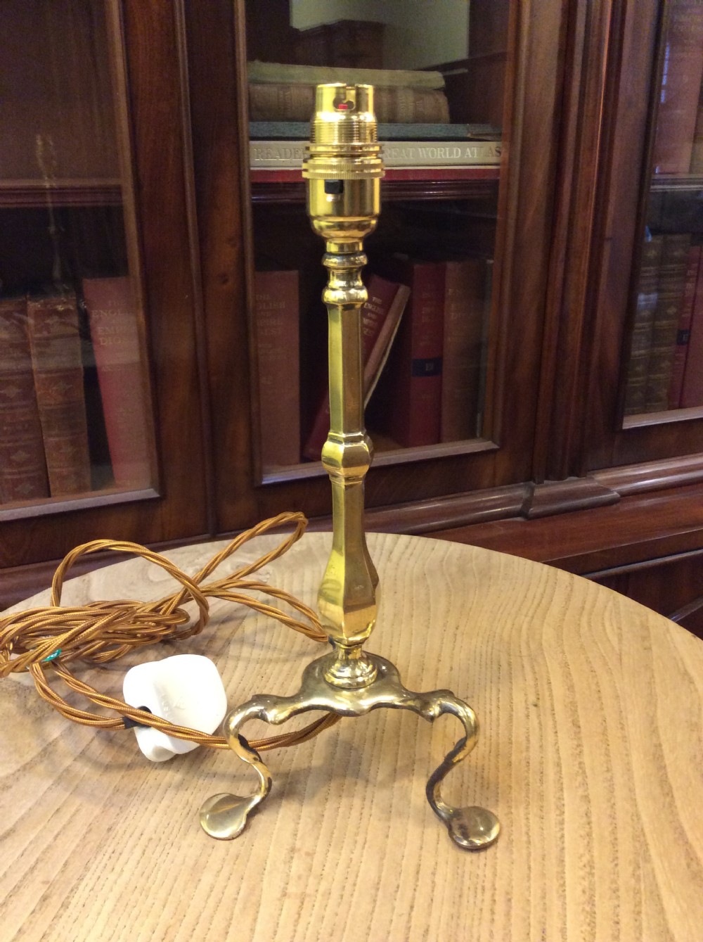 an edwardian brass pullman lamp