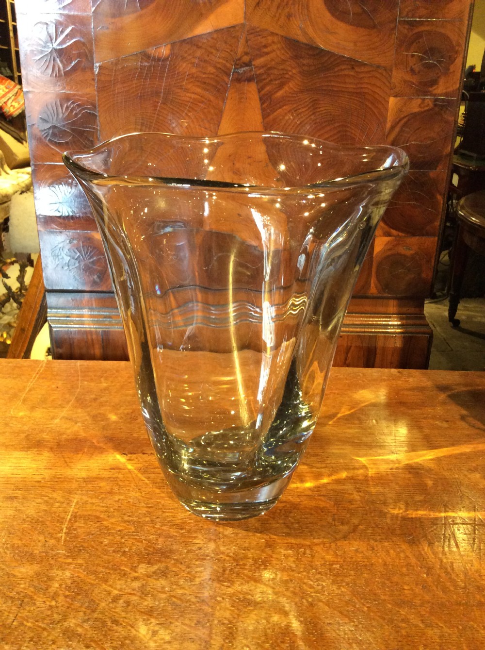 20thc whitefriars clear glass vase